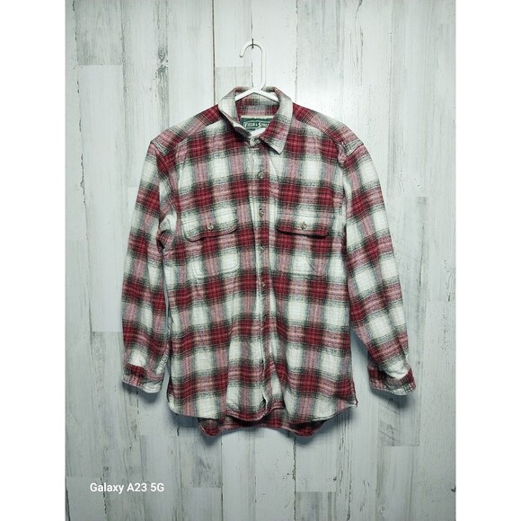 Vintage FIELD & STREAM Heavyweight Flannel Shirt Red Plaid Large Men's - Picture 1 of 5